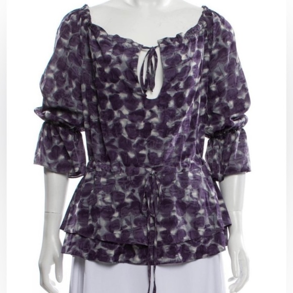 Alice + Olivia Camilla Print Silk Blouson Top - Picture 12 of 12